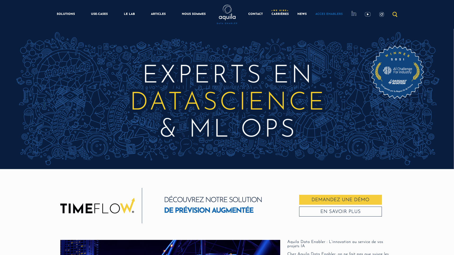 Capture d'écran de la home de Aquila Data Enabler