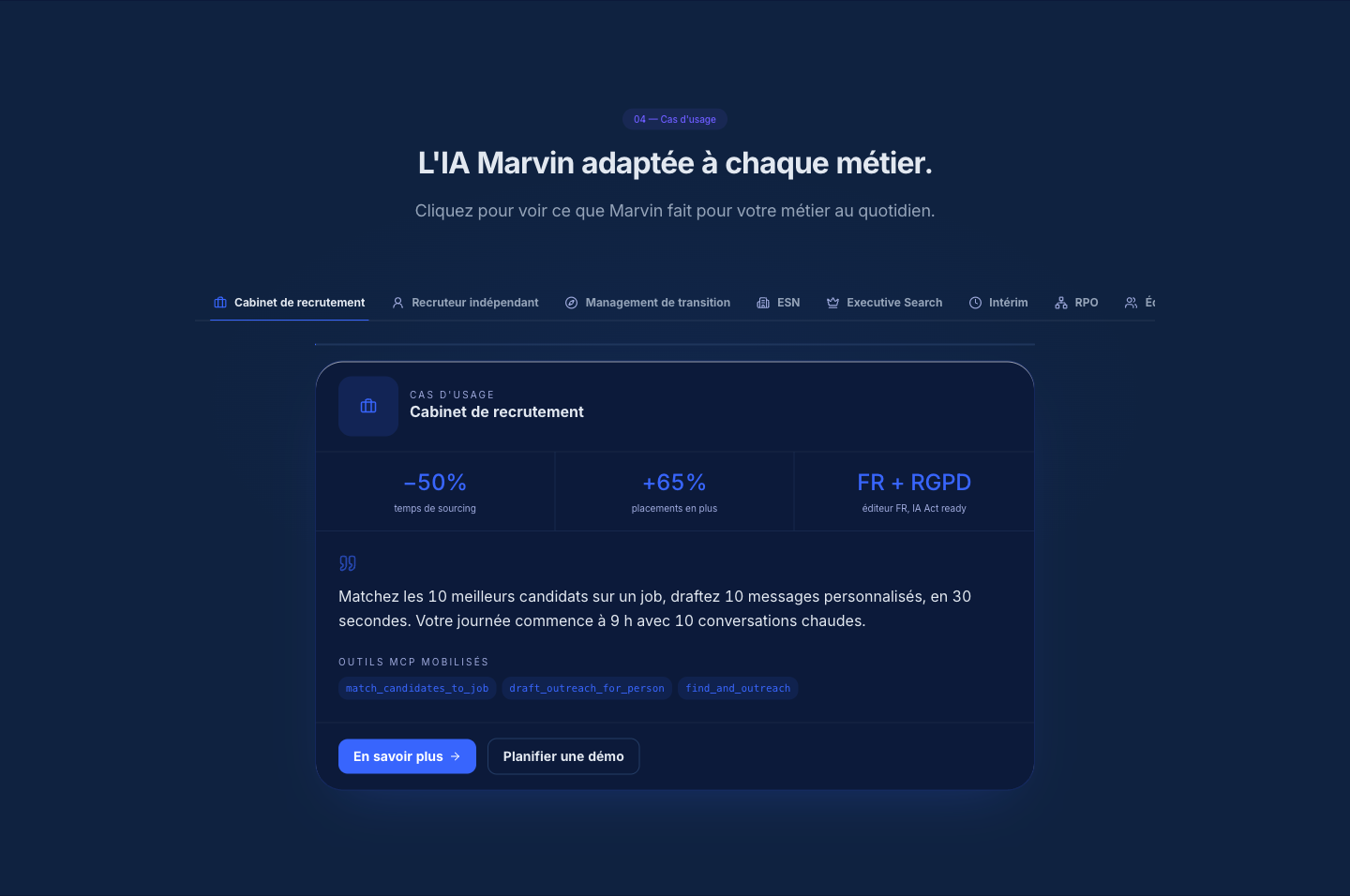 Cas d'usage de l'IA Marvin adaptés à chaque métier du recrutement
