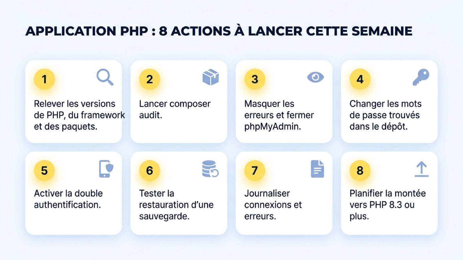 Application PHP : 8 actions à lancer cette semaine, des versions à relever jusqu’à la montée vers PHP 8.3