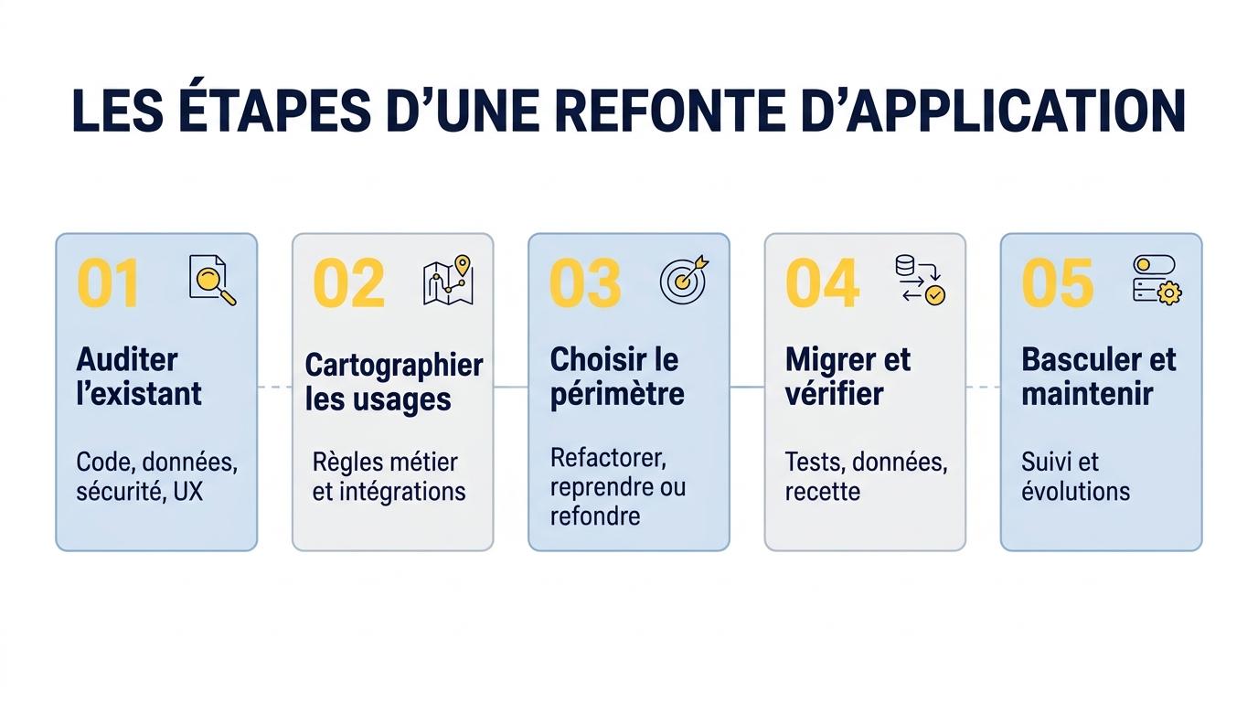 Les cinq grandes étapes d’une refonte d’application