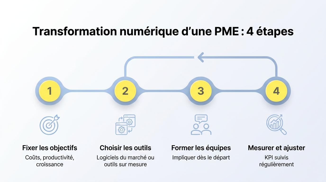 Les 4 étapes de la transformation numérique d’une PME, des objectifs à la mesure des résultats
