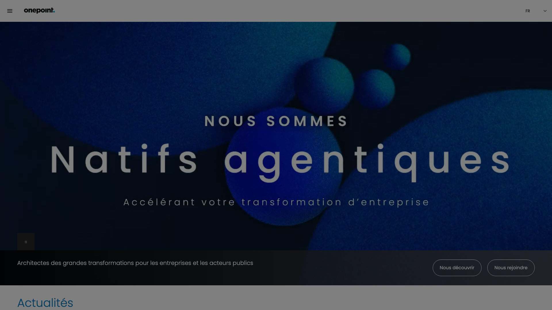 Capture d’écran de la page d’accueil de Onepoint