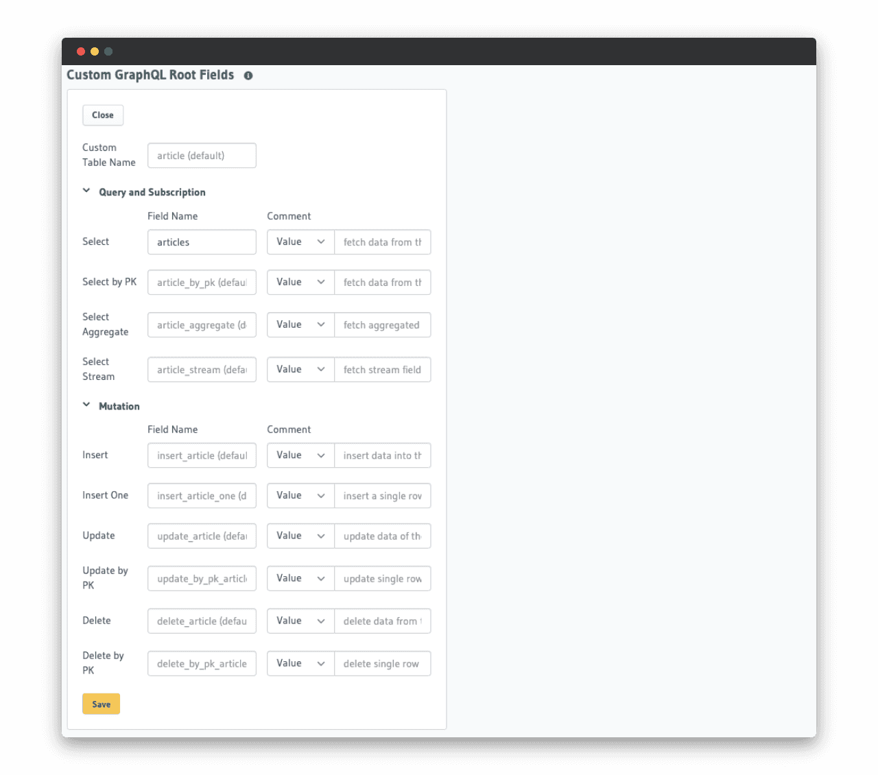 champs GraphQL