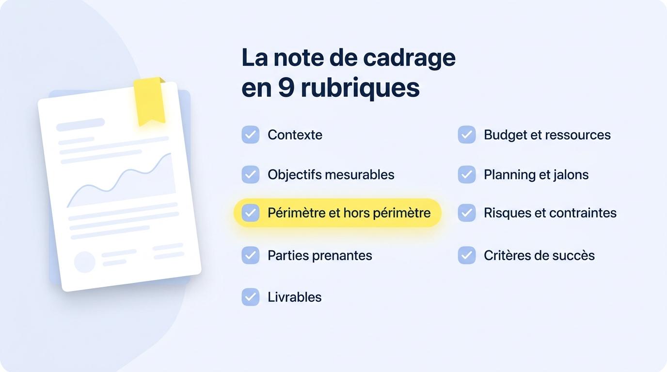 Les 9 rubriques d’une note de cadrage projet