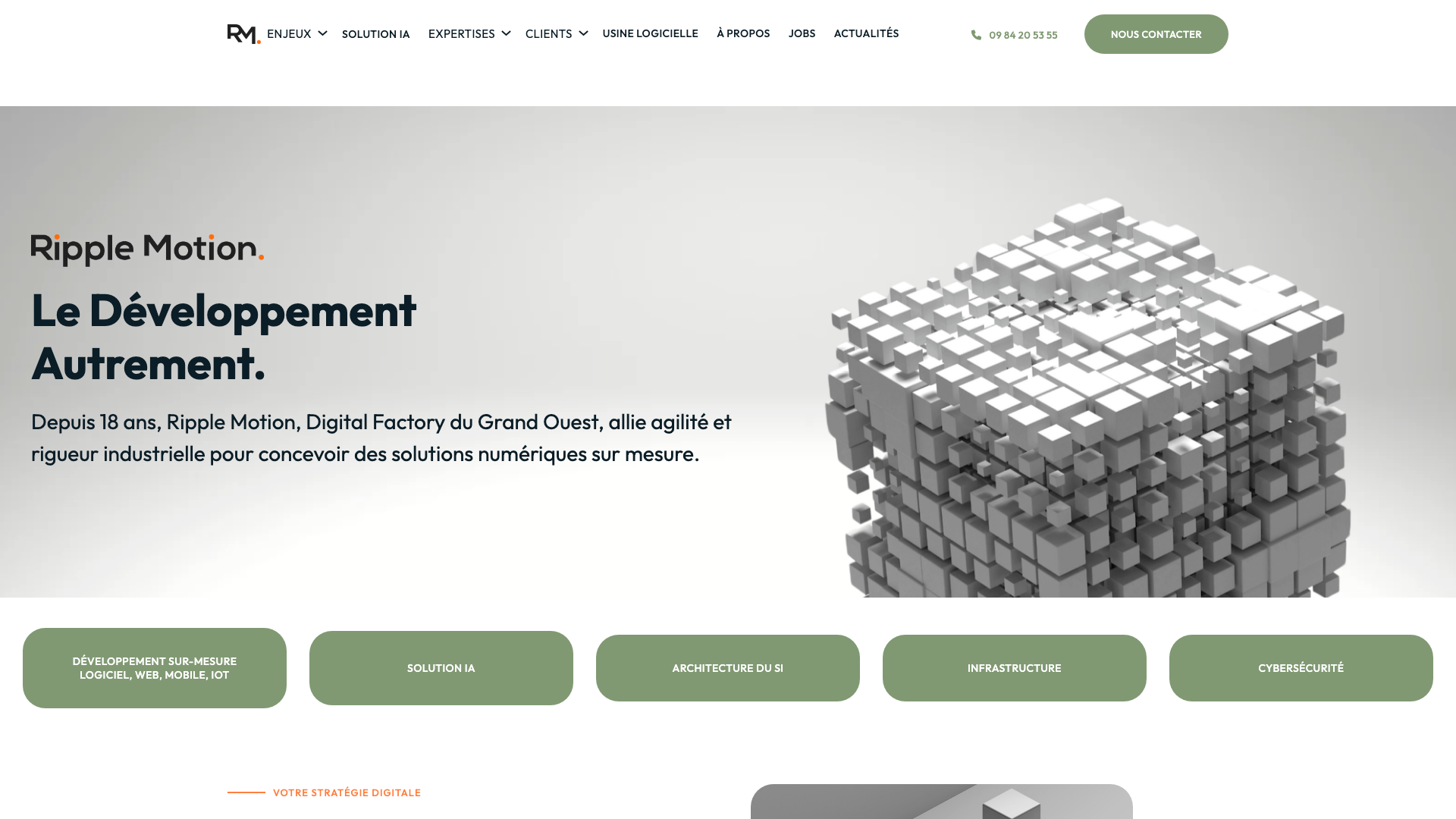 Capture d’écran de la page d’accueil de Ripple Motion