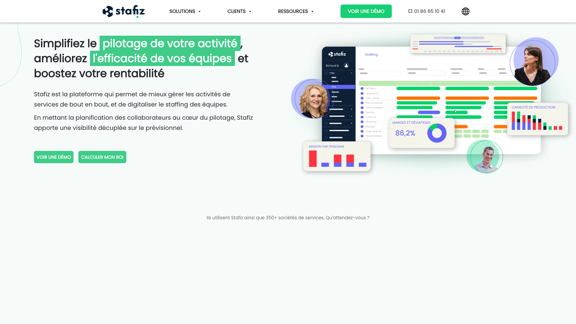 Capture d’écran de la page d’accueil de Stafiz