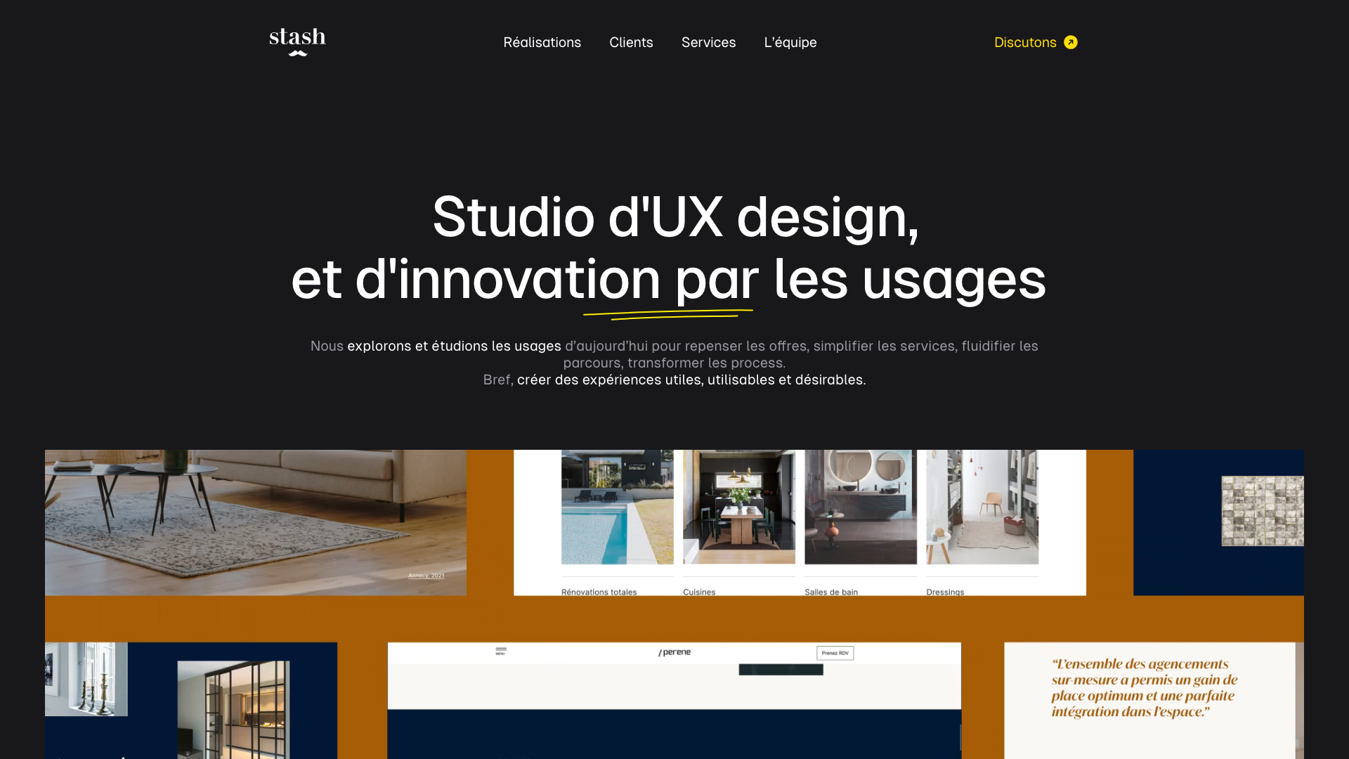 Capture d’écran de la page d’accueil de Stash