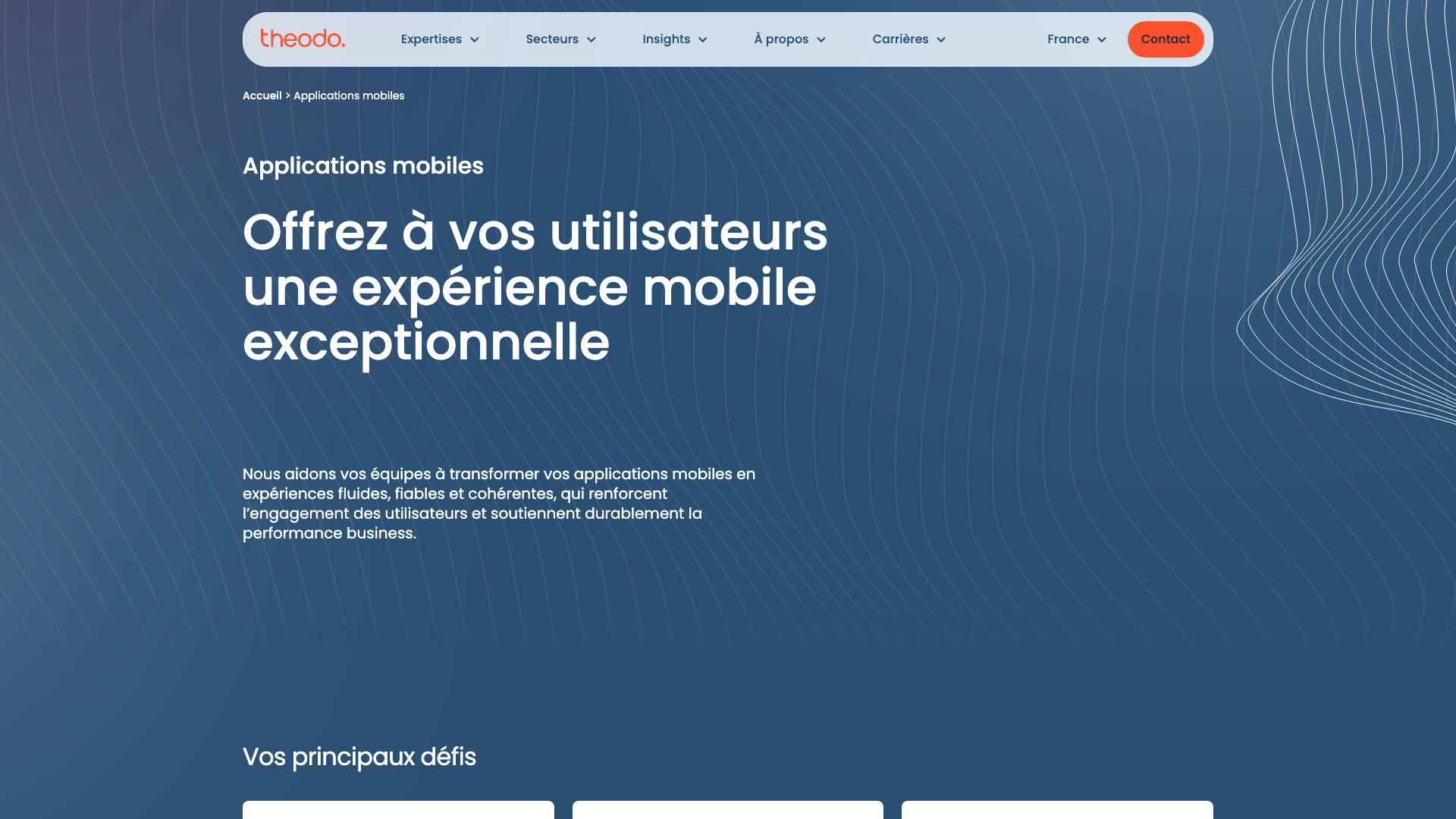 Capture d’écran de la page mobile de Theodo